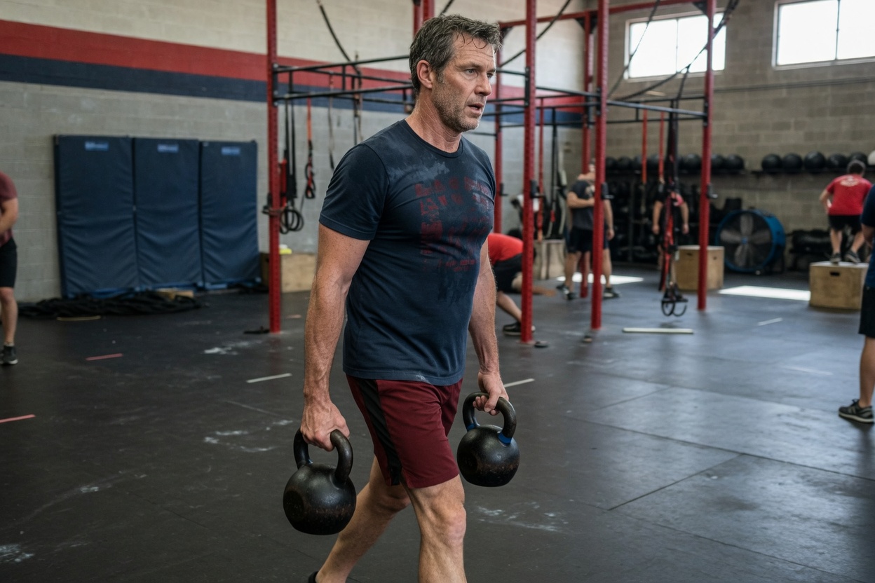 Adult training with a barbell